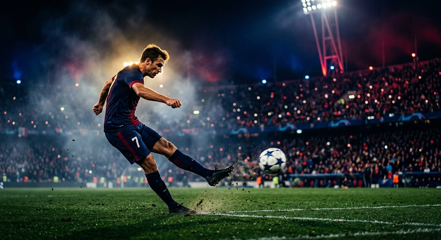 Soccer action on the pitch